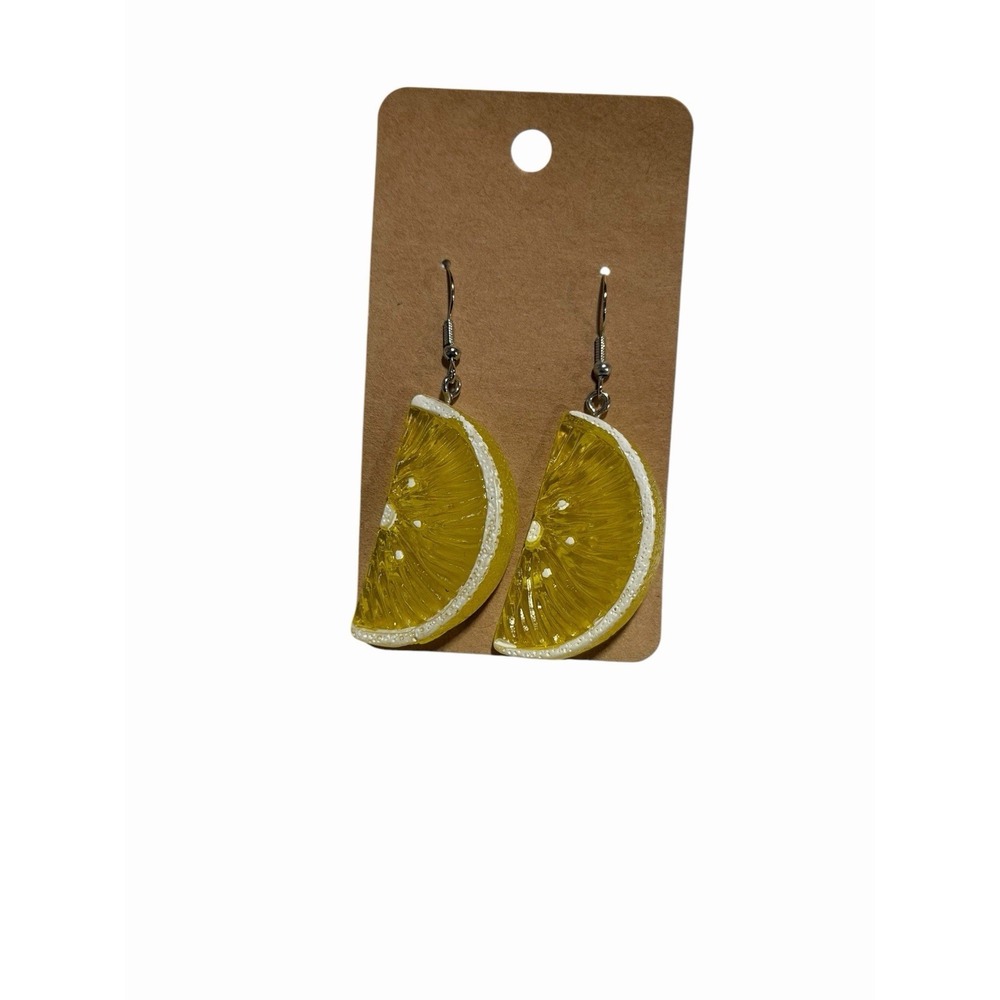 NEW Novelty Fashion EARRINGS 3d lemon slice food fruit
